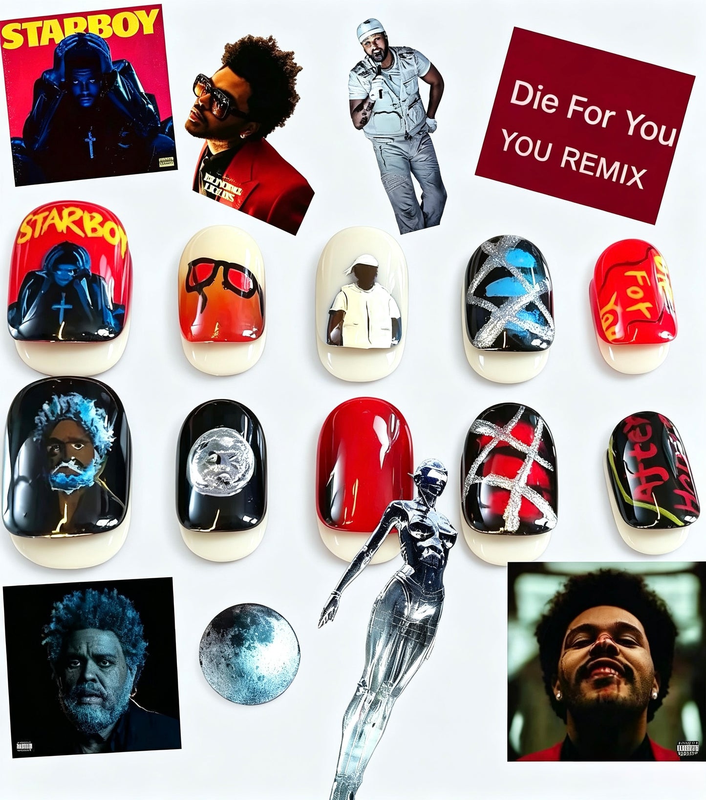The Weeknd Themed Custom Nail Art | Starboy Concert Limited Edition