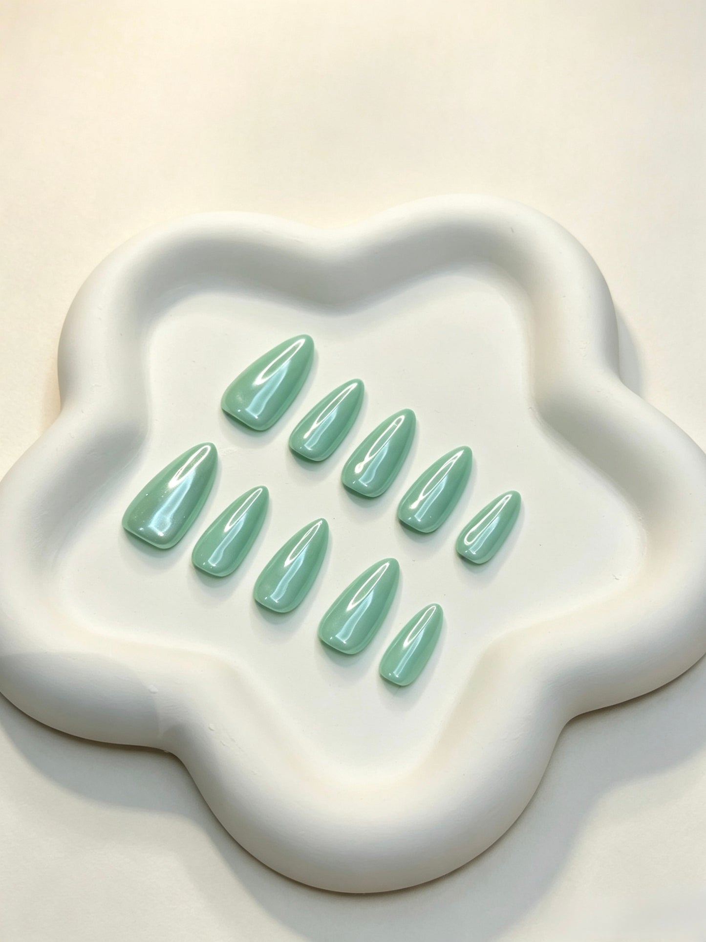 Mint Mirror Shimmer Press‑On Nails